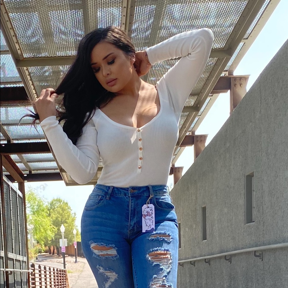 White sweater bodysuit